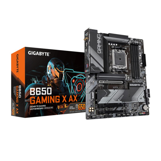 GIGABYTE B650 Gaming X AX (AM5/ LGA 1718/ AMD/ B650/ ATX/ DDR5/ PCIe 4.0 M.2/ PCIe 4.0/ USB 3.2 Gen2x2 Type-C/AMD Wi-Fi 6E/ Realtek 2.5GbE LAN/Motherboard)